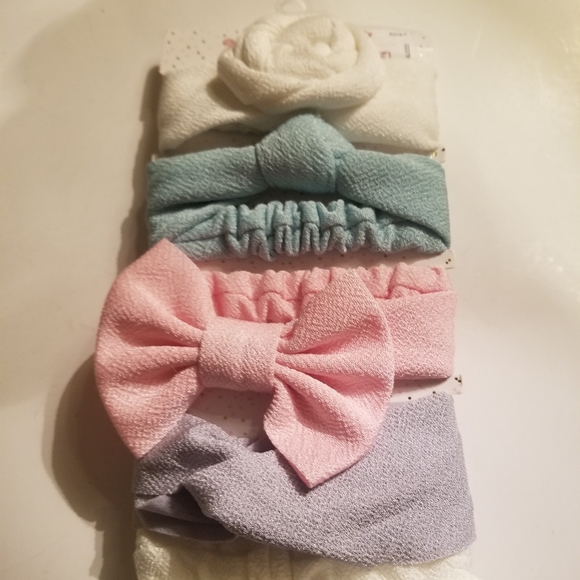 5 Infant Girl Headbands New 3 Months Fancy Bows - Picture 1 of 6